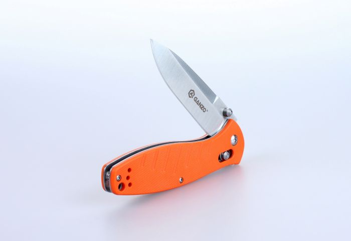 Ніж складаний туристичний Ganzo G738 (8.9 см) 440C / G10 помаранчевий