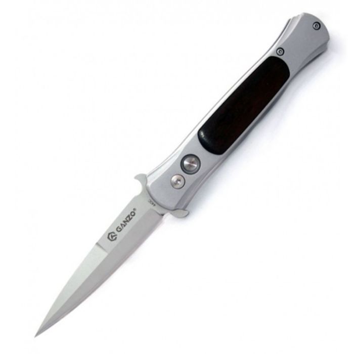 Ніж складаний туристичний Ganzo G707 (8.5 см) 440C / сталь з деревом сірий