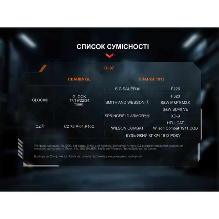 Ліхтар до пістолета Fenix GL07