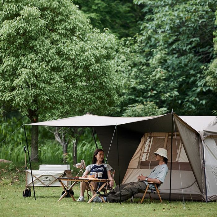 Намет з навісом Naturehike Village CNK2300ZP021, коричневий великий