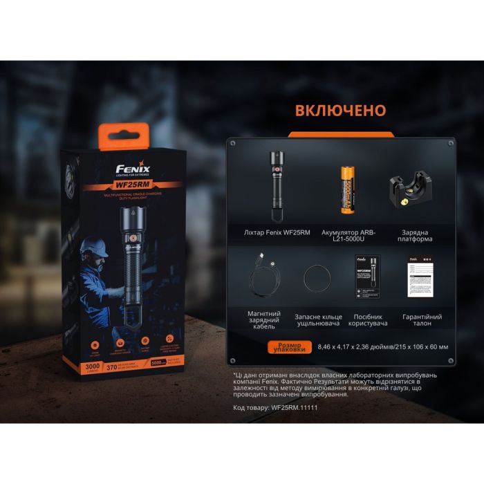 Ліхтар професійний Fenix WF25RM з магнітною зарядкою