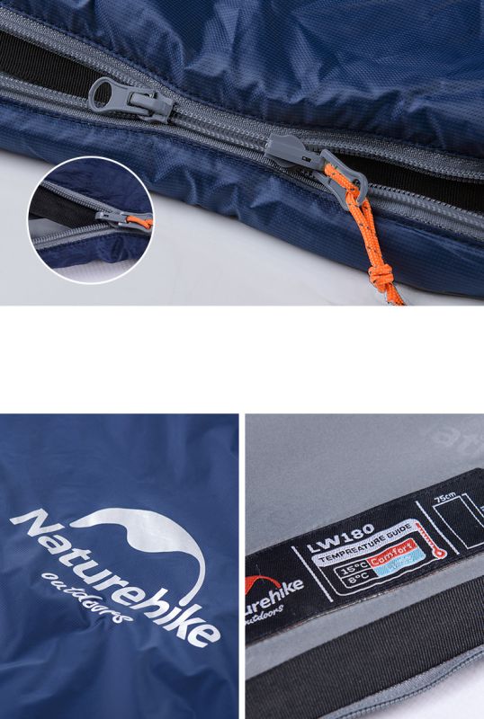 Спальник надлегкий Naturehike Ultra light LW 180 NH15S003-D, (20°C), p-p M, правий, темно-зелений