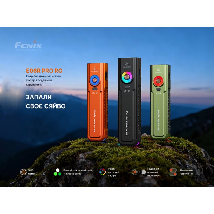 Ліхтар наключний Fenix E06R PRO RG, помаранчевий