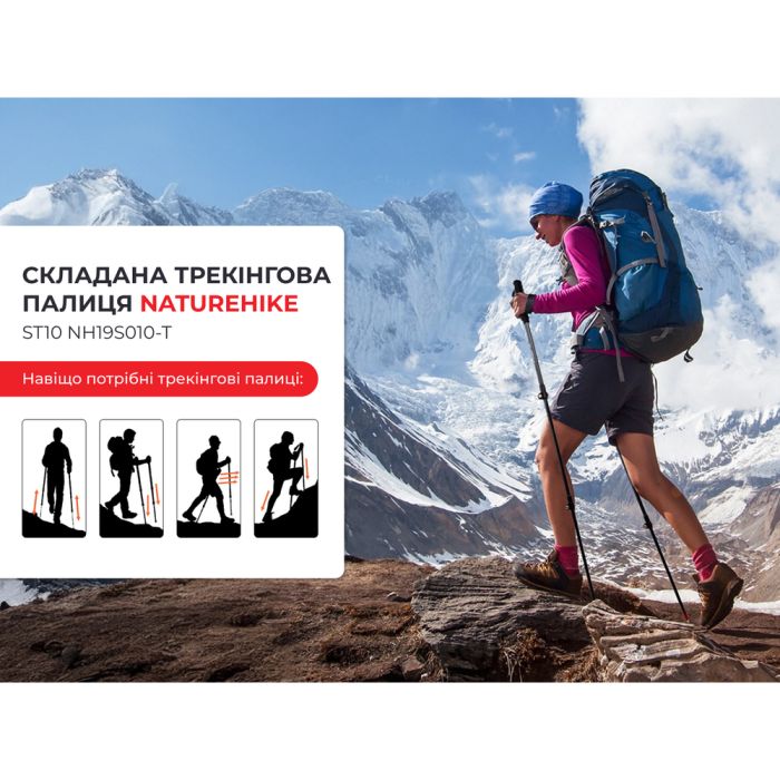 Трекінгова палиця Naturehike ST10 NH19S010-T, 120 см, блакитна