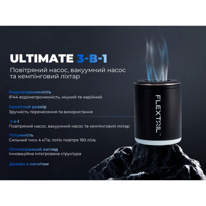 Насос-ліхтар кемпінговий Flextail Tiny Pump 2X, чорний