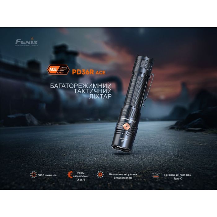 Ліхтар тактичний ручний Fenix PD36R ACE 3000 лм