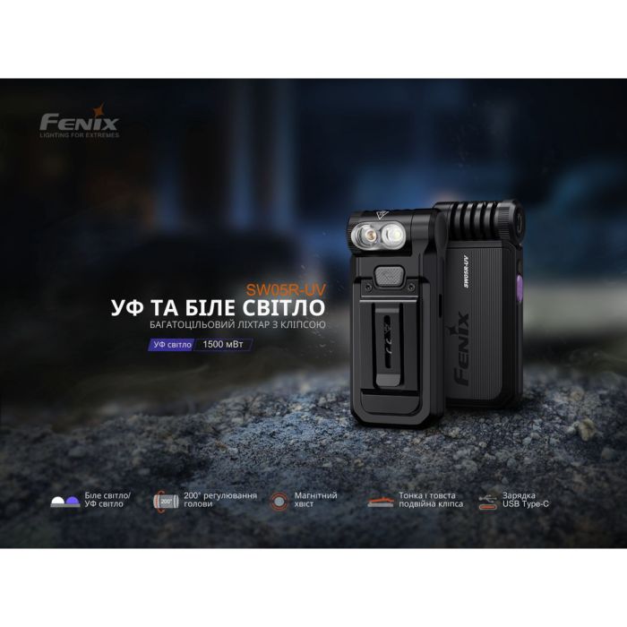 Ліхтар наключний Fenix E06R сірий