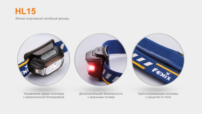 Ліхтар налобний Fenix HL15 чорний
