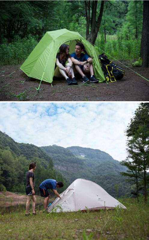 Намет надлегкий тримісний  з футпринтом Naturehike Cloud Up 3 Updated NH18T030-T, 210T, зелений