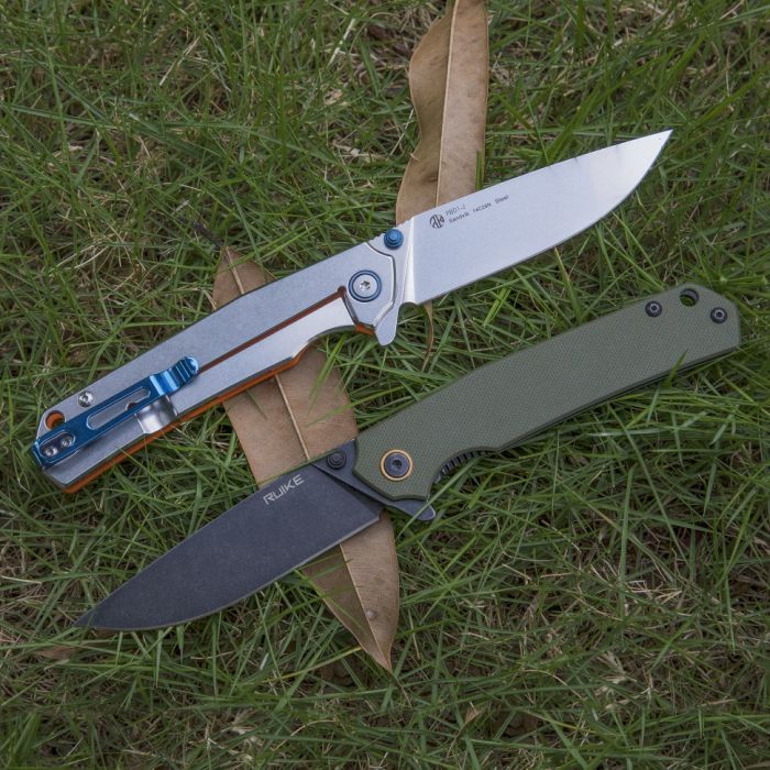 Ніж складаний туристичний Ruike P801-J, (8.6 см) 14C28N /  G10 помаранчевий
