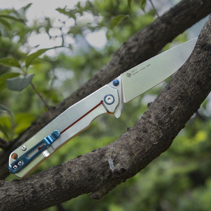 Ніж складаний туристичний Ruike P801-J, (8.6 см) 14C28N /  G10 помаранчевий