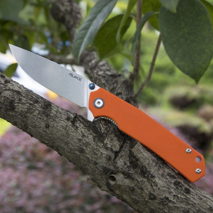 Ніж складаний туристичний Ruike P801-J, (8.6 см) 14C28N /  G10 помаранчевий