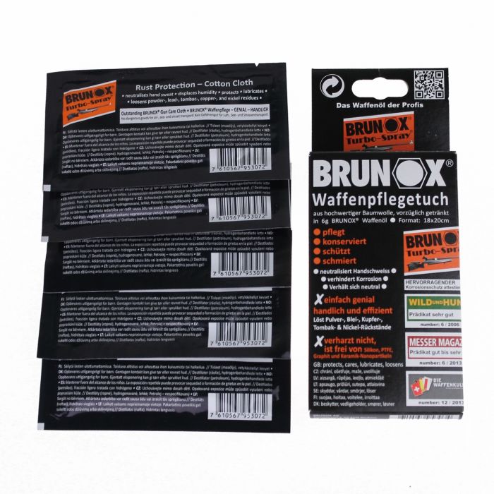 Промаслені серветки для очищення і змащення зброї Brunox Gun Care 5шт
