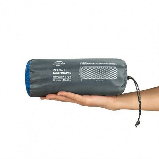Матрац туристичний надувний одномісний Naturehike FC-10 NH19Z032-P 195x59x6.5 см, блакитний для кемпінгу 