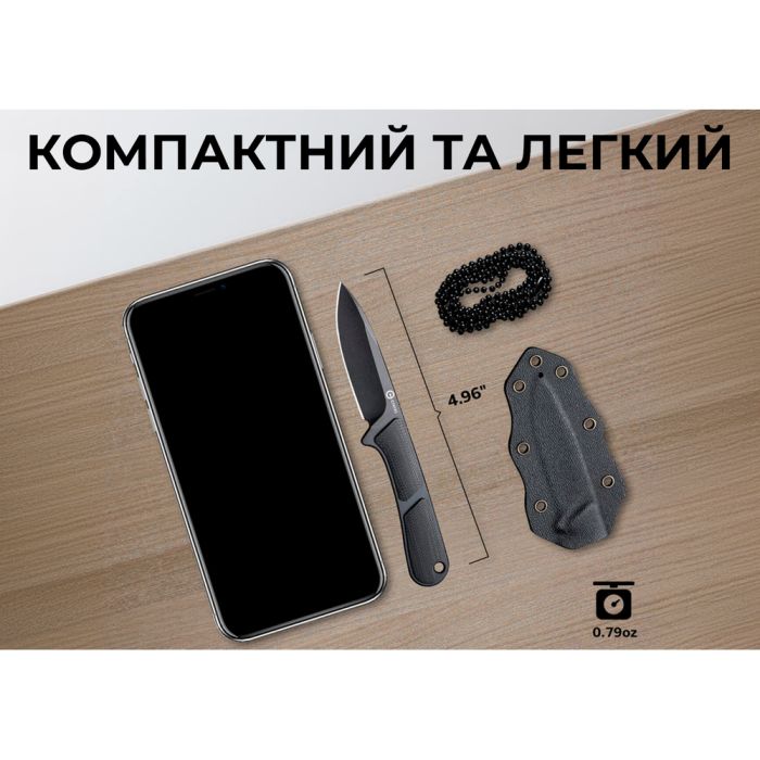 Ніж фіксований тактичний Civivi Mini Elementum, (5.7 см) Nitro-V / G10 чорний