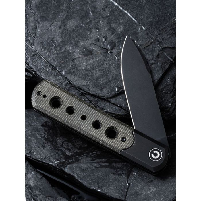 Ніж складаний туристичний Civivi Banneret, (8.8 см) Nitro-V / Stainless & Micarta чорний 