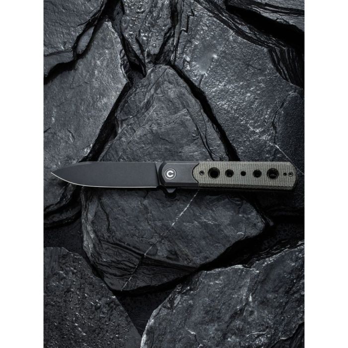 Ніж складаний туристичний Civivi Banneret, (8.8 см) Nitro-V / Stainless & Micarta чорний 