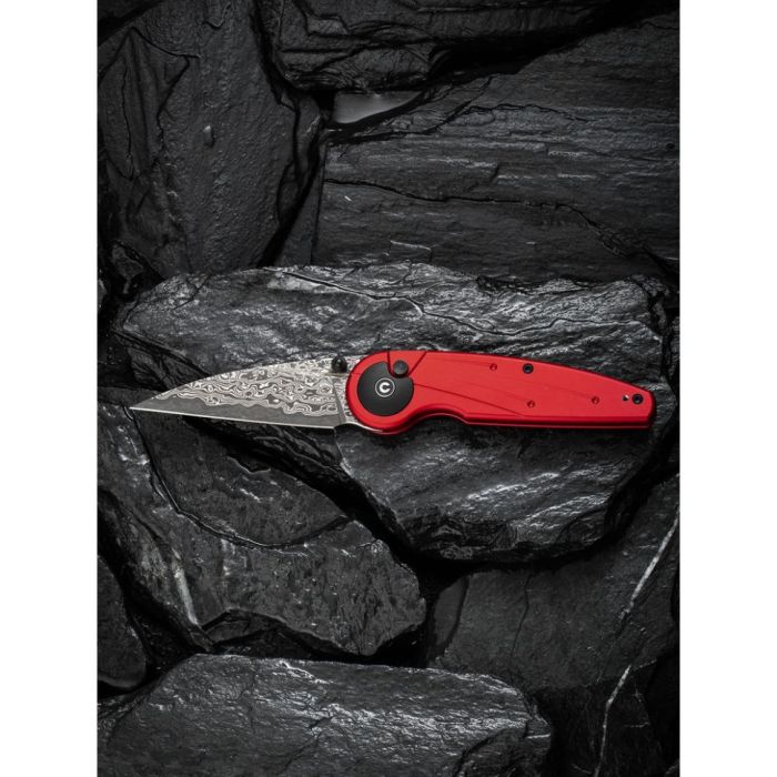 Ніж складаний туристичний Civivi Starflare, (8.4 см) Damascus / Aluminum червоний