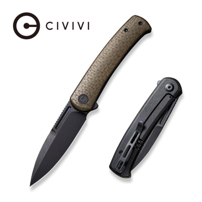 Ніж складаний туристичний Civivi Cetos, (8.8 см) 14C28N / Micarta & Stainless коричневий