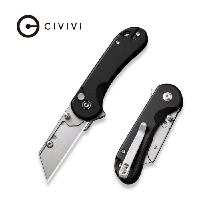 Ніж трапеція складаний кишеньковий Civivi Elementum Utility, (5.8 см) 6Cr13 / Aluminum чорний