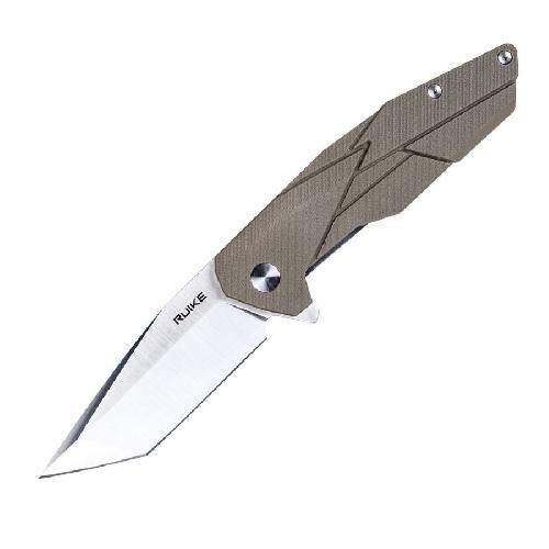 Ніж складаний туристичний Ruike P138-W, (9 см) 14C28N / G10 бежевий