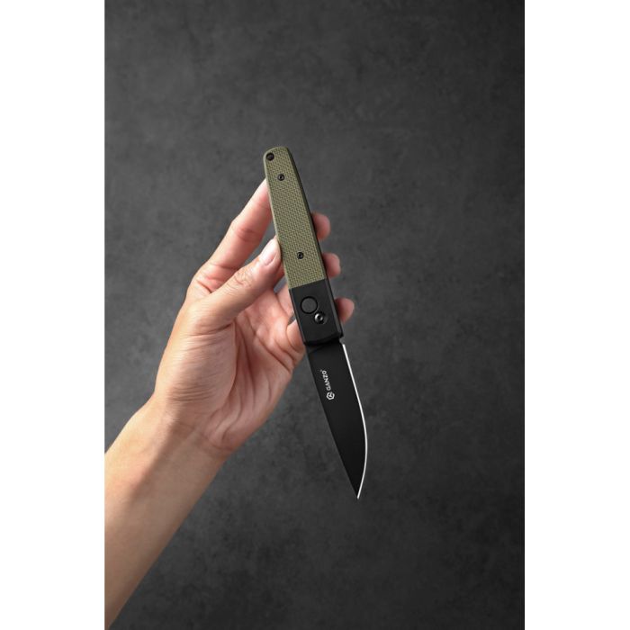 Ніж складаний туристичний Ganzo G721В (8.5 см) 440C / G10 зелений, чорний клинок