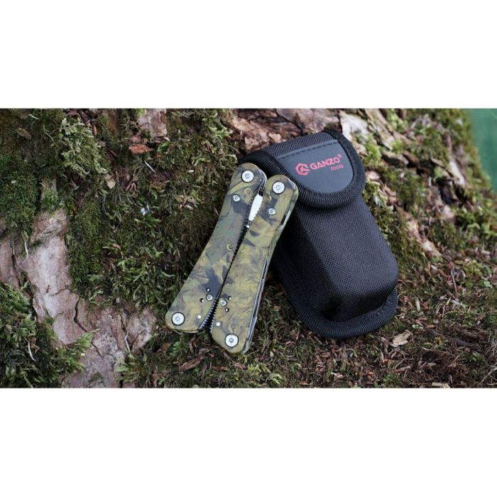 Мультитул Ganzo G107, (16.5 см) 22 функції, камуфляжний + біти та чохол