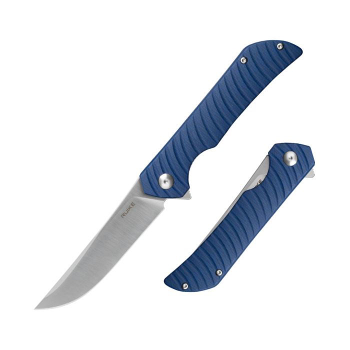 Ніж складаний туристичний Ruike P122-ME, (9.2 см) 14C28N / мікарта синій