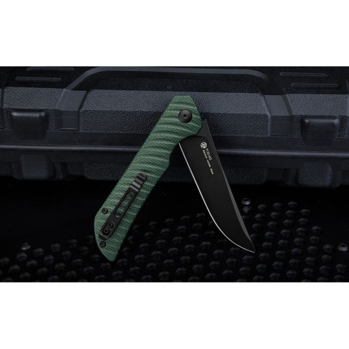 Ніж складаний туристичний Ruike P122-MG, (9.2 см) 14C28N / мікарта темно-зелений 