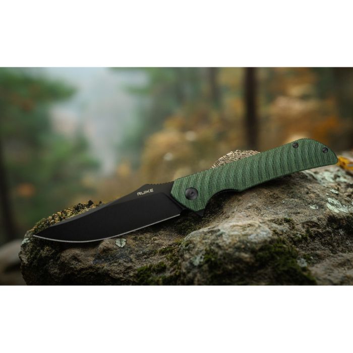 Ніж складаний туристичний Ruike P123-MG, (9.2 см) 14C28N / мікарта темно-зелений 