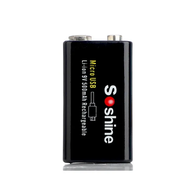 Аккумулятор Soshine USBLi-7.4V-500, 6F22 (крона), microUSB, 7.4V, 500mAh, Li-Po, LED, Black, Box