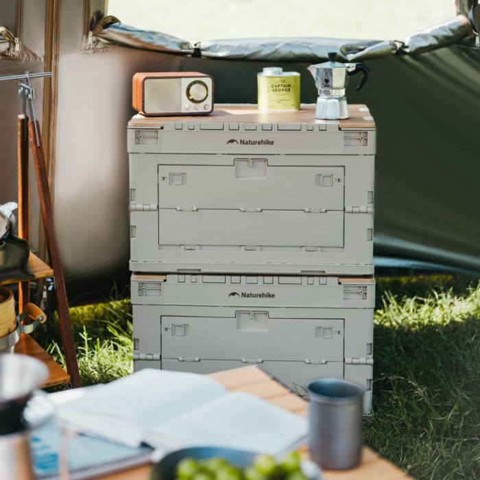 Складаний контейнер Naturehike CNK2450XB020, 23 л, бежево-сірий