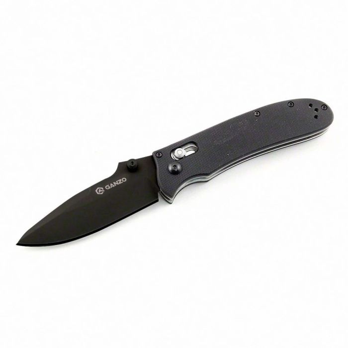Ніж складаний туристичний Ganzo G704 (8.6 см) 440C / G10 чорний, чорний клинок