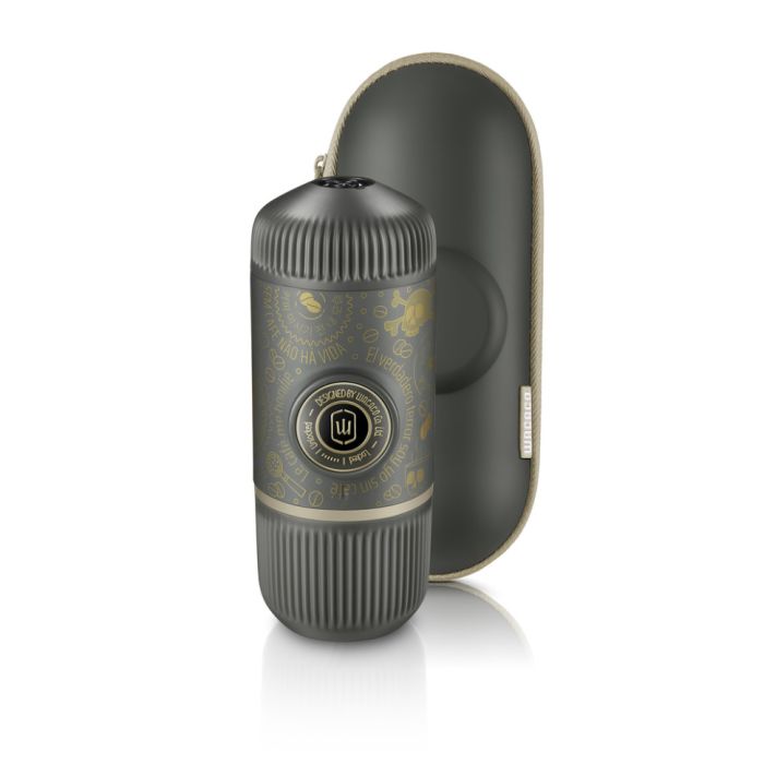 Портативна еспресо-кавоварка Wacaco Nanopresso темно-сіра з чохлом, механічна, для меленої кави
