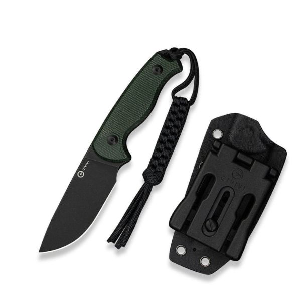 Ніж фіксований тактичний Civivi Timberbark, (8.1 см) 14C28N / Micarta темно-зелений