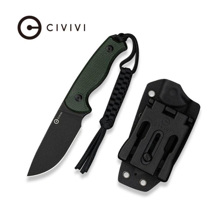Ніж фіксований тактичний Civivi Timberbark, (8.1 см) 14C28N / Micarta темно-зелений