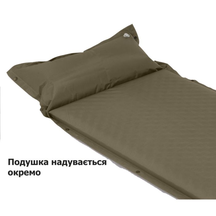 Килимок самонадувний одномісний з подушкою Naturehike CNK2300DZ014, 60мм, зелений