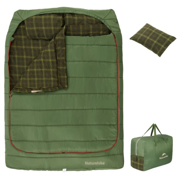 Спальний мішок двомісний із подушками Naturehike CNK2350WS019, зелений