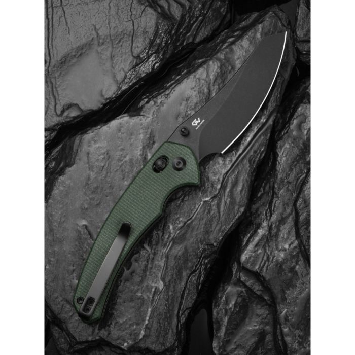 Ніж складаний туристичний Civivi Sixgill, (8.7 см) Nitro-V / Micarta темно-зелений