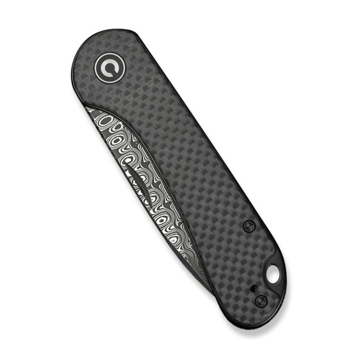 Ніж складаний кишеньковий Civivi Elementum Slip Joint, (7.5 см) Damascus / Carbon Fiber сірий