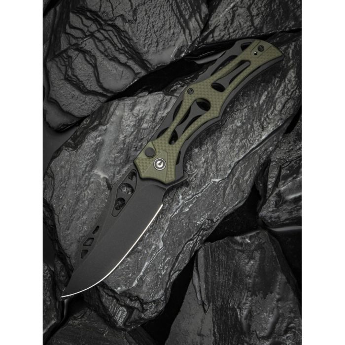 Ніж складаний туристичний Civivi Biophase, (8.9 см) Nitro-V / Aluminum & G10 чорно-зелений
