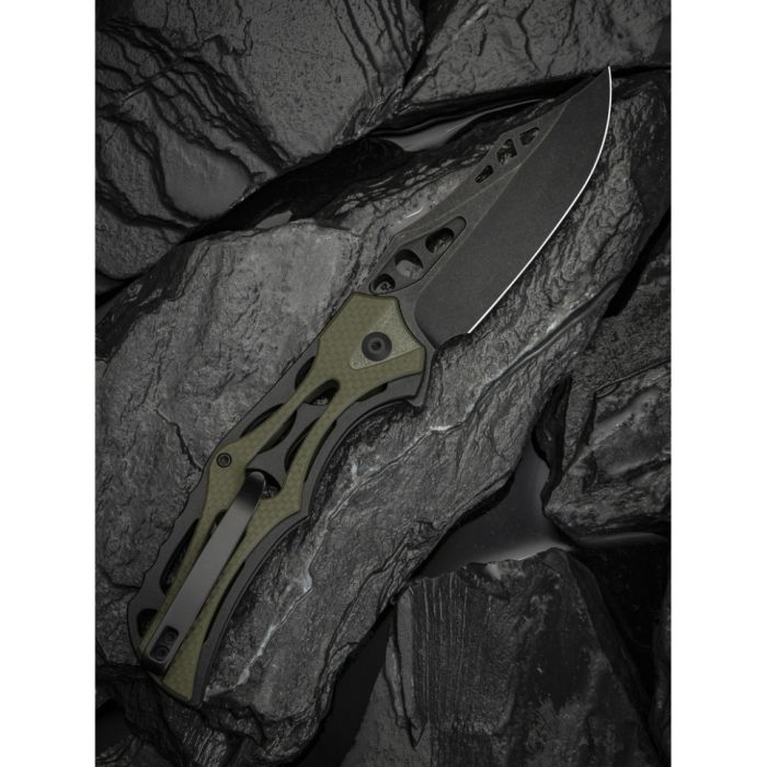 Ніж складаний туристичний Civivi Biophase, (8.9 см) Nitro-V / Aluminum & G10 чорно-зелений
