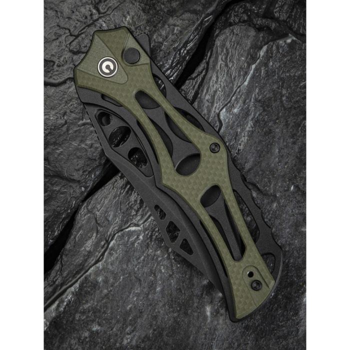 Ніж складаний туристичний Civivi Biophase, (8.9 см) Nitro-V / Aluminum & G10 чорно-зелений