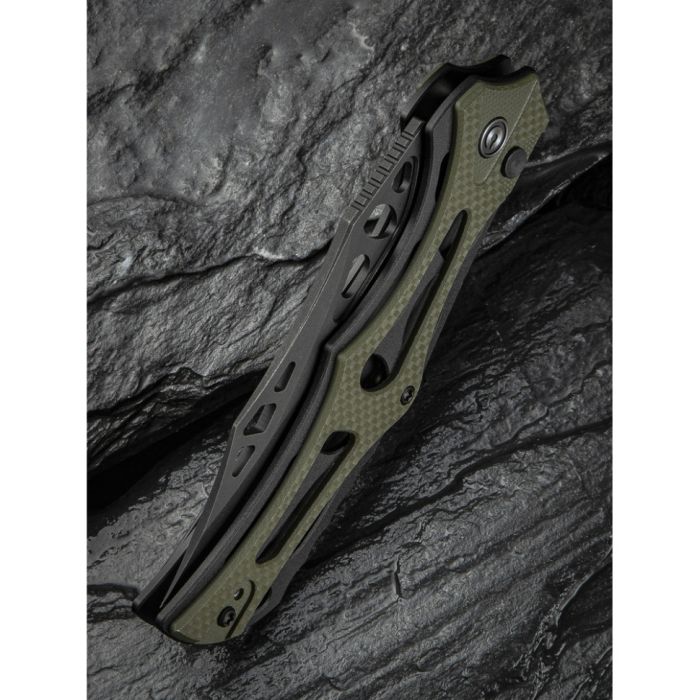 Ніж складаний туристичний Civivi Biophase, (8.9 см) Nitro-V / Aluminum & G10 чорно-зелений