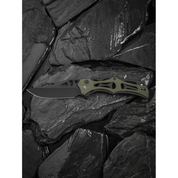 Ніж складаний туристичний Civivi Biophase, (8.9 см) Nitro-V / Aluminum & G10 чорно-зелений