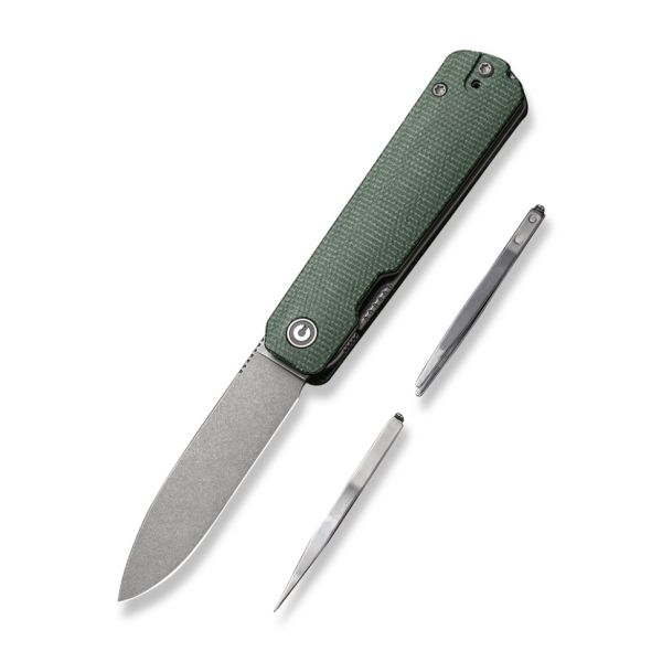Ніж складаний кишеньковий Civivi Sendy, (7.2 см) Nitro-V / Micarta темно-зелений