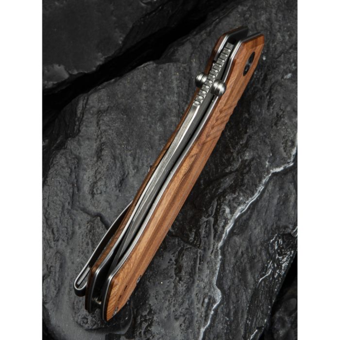Ніж складаний туристичний Civivi Placoid, (9.3 см) Damascus / Guibourtia Wood