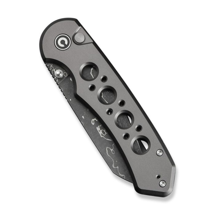 Ніж складаний туристичний Civivi Pragma Prime, (8.9 см) Damascus / Aluminum сірий