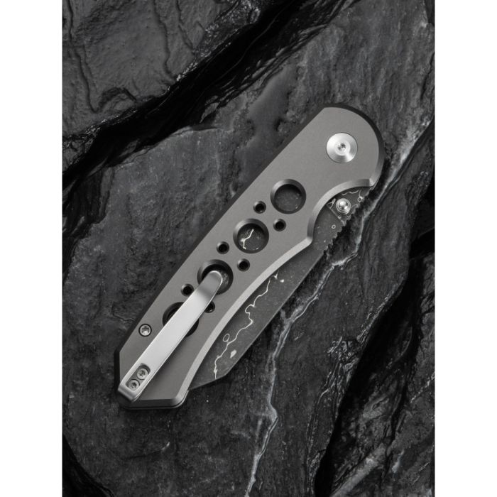 Ніж складаний туристичний Civivi Pragma Prime, (8.9 см) Damascus / Aluminum сірий