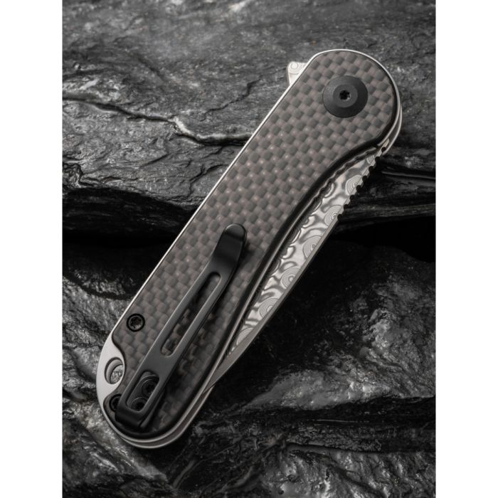 Ніж складаний кишеньковий Civivi Elementum, (7.5 см) Damascus / Carbon Fiber & G10